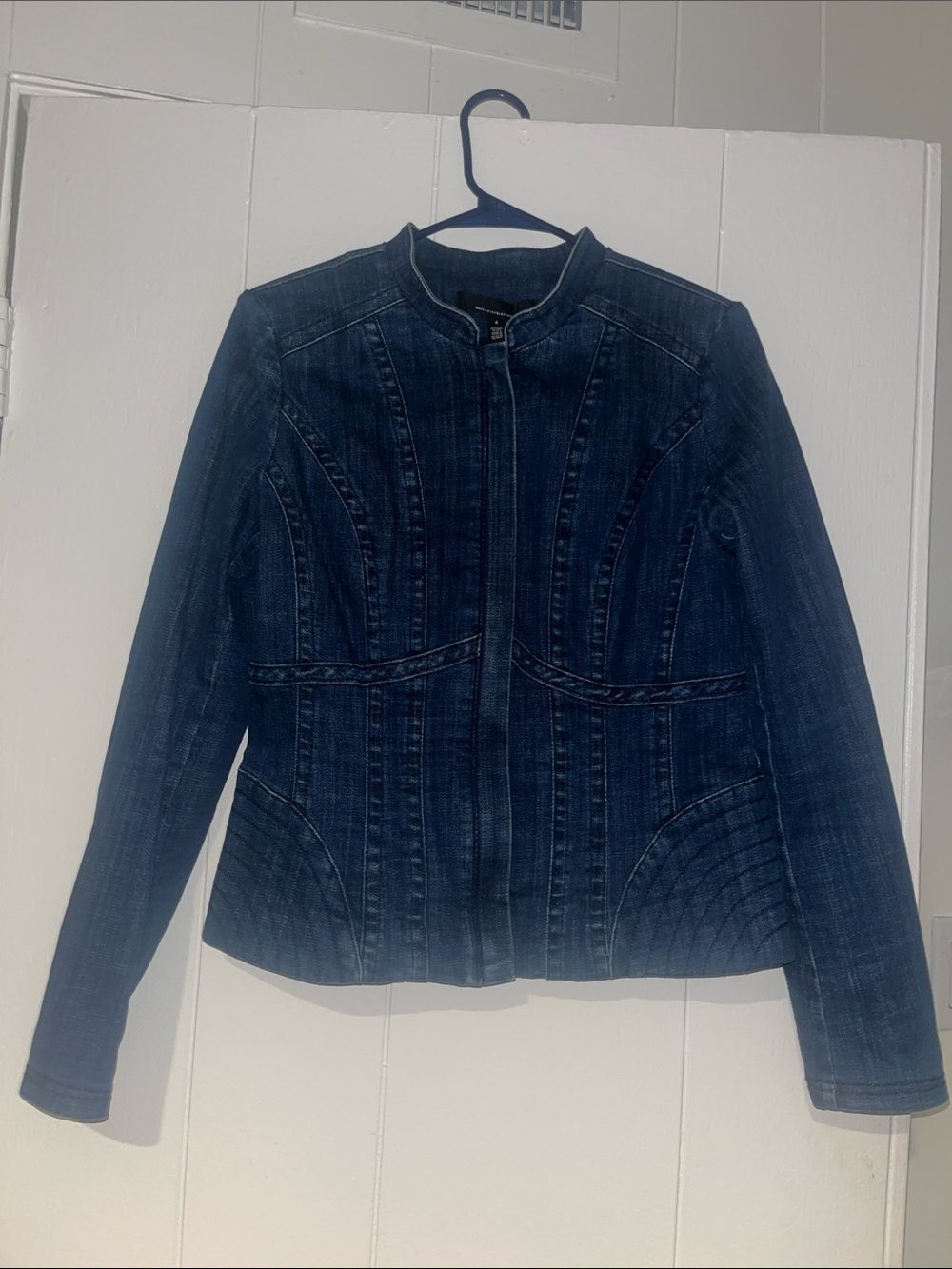 White House Black Market Dark Denim Moto Jacket